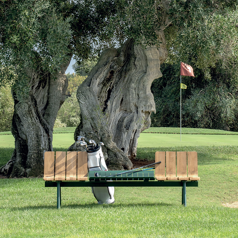 Tennis court with umpire chair and bench from the Ace collection in an outdoor sports setting
