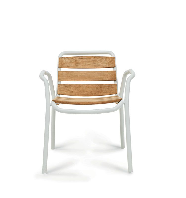 Stitch fauteuil in teck naturel et métal