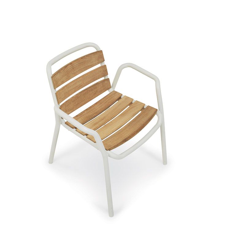 Stitch fauteuil in teck naturel et métal