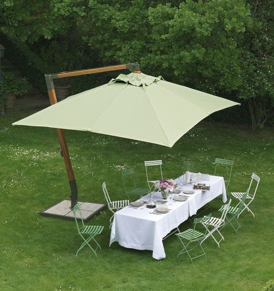 Ombrellone Da Giardino Decentrato Alu "Sun 4" - Rettangolo - 3 X 4 M Blu Base Inclusa